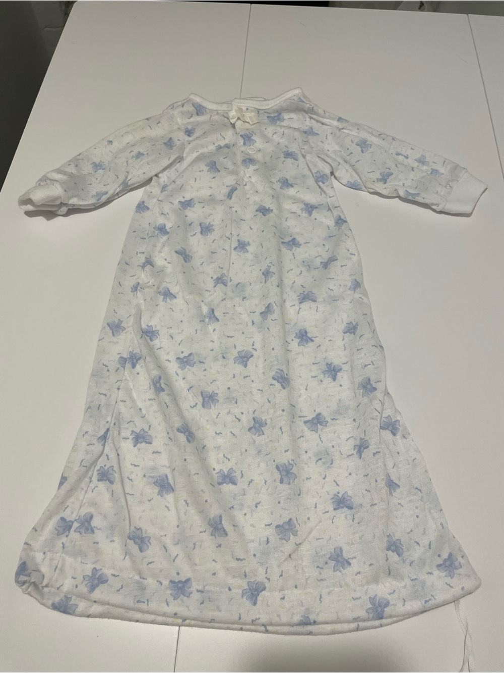 Vintage JC Penney Brand Toddle Time Baby Sleep Sack Size 1/2 Blue Bows White